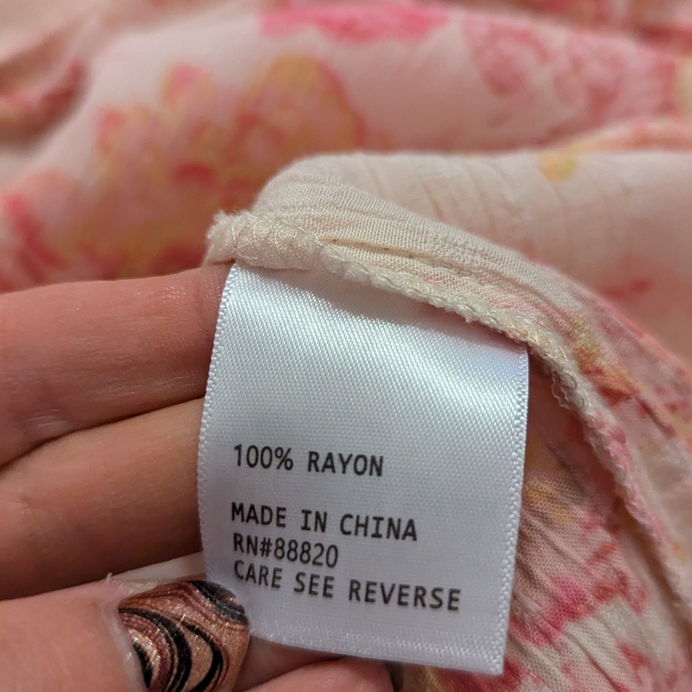 Joie pale pink with bright pink and yellow floral print top size S - Picture 7 of 8